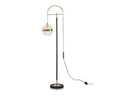 Plafoniera Lampada da terra Lampada da terra ad arco contemporanea appesa sopra il divano da dietro Lampada da soggiorno in metallo con grande lampada a sospensione in piedi con paralume a sfera in ve