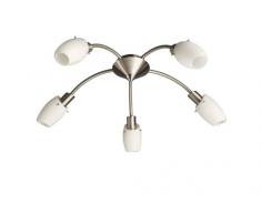 Massive 509951710 Usagi, Plafoniera Spirale Spot 5 Luci, Acciaio Spazzolato e Vetro Satinato, Bianco