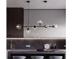 Lampadario a sospensione bolle 6 sfere attacco E27 trasparenti in vetro lampada da soffitto in metallo oro argento design moderno (Nero)