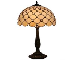 FABAKIRA Lampada Stile Tiffany 16 Pollici Vintage Pastorali di Vetro Giallo Macchiato Lampada da Tavolo da Letto Comodino
