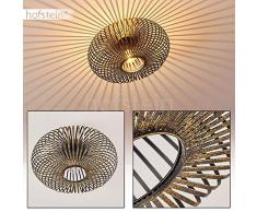 Plafoniera rotonda Oravi, in metallo in nero/oro, 1 luce, attacco E27, max. 60 Watt., ideale per lampadine a LED. Effetto di luce sul soffitto. Stile retró/vintage