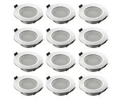 SEBSON® 12x Faretti da incasso per Bagno Tipo 14, alluminio IP44 rotondo, Telaio di montaggio per LED/Alogena, incl. attacco GU10, ø93 x 27mm