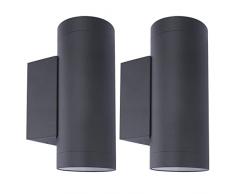 Klighten 2 Pezzi Applique da Parete Esterni IP65 Su Giù, Lampada da Parete Applique da Esterno in Alluminio Moderna per Giardino Corridoio Ingressi, Attacco GU10, Lampadina non Inclusa, Antracite