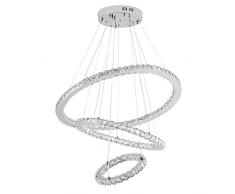 SAILUN 72W LED cristallo Design Lampada A Sospensione Due Anelli lampada a sospensione lampadario creativo lampadario da soffitto lampadario (72W Dimmerabile)