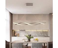 LAIDEPA FCX-Light Lampada a Sospensione LED Dimmerabile con Telecomando Luce Pendente Moderno Creativo Spirale Design Lampadario per Isola della Cucina Bar Sala da Pranzo Salotto Loft,Gray,L100CM