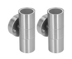 Gaeirt Lampade da Parete per Esterni Impermeabili, Applique a Risparmio energetico Staccabili 220‑240V Up Down per soggiorni per Ville(Acciaio Inossidabile)