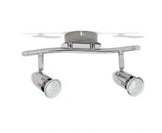 Faretti LED da soffitto orientabili, Plafoniera LED, include 2 lampadine GU10 da 3W 250Lm, luce calda 3000K, lampadario moderno in metallo cromato per cucina o camera da letto, 230V, IP20