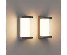 Klighten 2 pezzi Applique da esterno a LED, 24W, 3000K, impermeabile IP65, adatta per uso interno/esterno, applique da esterno in alluminio, Antracite