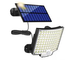Lampada solare per esterni, MPJ 106 LED, con sensore di movimento, impermeabile IP65, angolo di illuminazione di 120°, da parete per giardino con cavo da 5 m