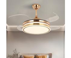 Moderno Lampada Ventilatore Soffitto Scomparsa, Ventilatore Da Soffitto Con Luce E Telecomando, Pala Invisibile Della Ventola 6 Velocità Reversibile Ventola Da Soffitto Per Camera Da Letto-Gold