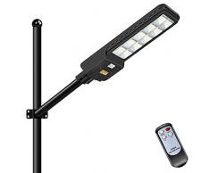 500W Lampione Solare LED Esterno con Pannello Solare, Lampione LED Esterno Solare 6500K con Crepuscolare e Sensore di Movimento Radar,660LEDs,Telecomando, Lampione Solare IP65 Impermeabile