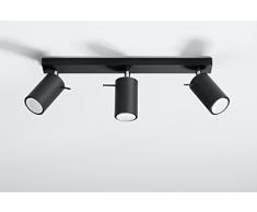 Sollux Lighting - Lampada da soffitto rotonda, stile moderno, con 3 anelli in acciaio, per salotto nero Lampadine a LED GU 10
