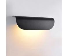 DKNHS Lampada da Parete Esterno Interno LED, Applique LED 12W Luci da Parete IP65 Impermeabile Lampada da Muro in Alluminio Bianco Caldo 3000K Illuminazione da parete (Nero)