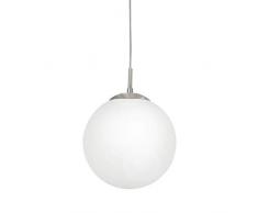 Lampada a sospensione EGLO Rondo, lampada a sospensione, lampada a sospensione in acciaio, nichel opaco, vetro opalino bianco opaco, attacco E27, Ø 25 cm