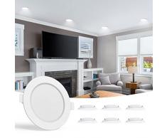Aigostar Faretti da incasso per cartongesso, 6 W Equivalenti a 72 W, Alta luminosità, Integrati ultrasottile lampada da soffitto, Luce bianca fredda 6500K, 230V, Ф95-100mm (6 Confezione)