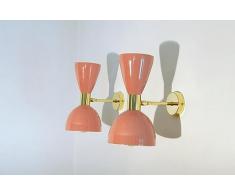 ANTIQUE HANDICRAFT HUB Set di 2 applique da parete Mid Century anni 50 in ottone italiano Diabolo lampada