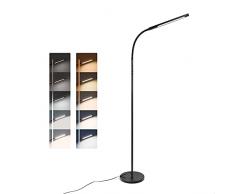 Tomons Lampada da Terra, Dimmerabile LED Lampada da Pavimento, Regolazione Graduale Della Luminosità/Temperatura Colore, con Timer e Funzione Memory, Collo d’Oca Regolabile Ottima per Camera da Letto