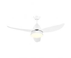 homcom Ventilatore da Soffitto 3 Lame con Luce LED e Telecomando Incluso, 6 Velocità, per Interni, Φ122x45cm, Bianco