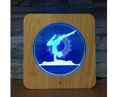 jiushixw Lampada da Notte in Acrilico 3D con Telecomando Che Cambia Colore Lampada per Yoga Cornice in plastica Regalo per Bambini Lampadario alogeno da Tavolo