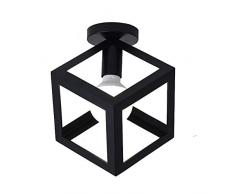 Plafoniere Vintage Industriale Moderno Creativo Battuto Lampadario in Ferro Adatto, lampade a sospensione per camera da letto, soggiorno, sala da pranzo e un da cucina, E27, Nero