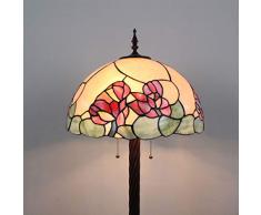 Gweat Tiffany Lampada da Comodino Classica da Soggiorno in Stile Anni 70 con Motivo Floreale