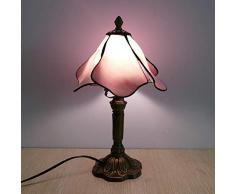 Lampada da tavolo in stile Tiffany 8 pollici Lotus Design, stile europeo mediterraneo Ristorante Bar Cafe Lampada da tavolo piccola lampada da tavolo con paralume in vetro (colore : Rosa)