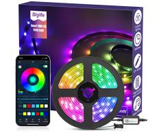 Diyife Striscia LED, [Illuminazione Colorata] Retroilluminazione 5m TV, Strisce LED Colorati Dimmerabile con Controller Bluetooth Musica Sincronizza la Adatto per interno ed esterno,Decorazioni,Feste