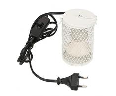 HEEPDD Emettitore ceramico infrarossi, Rettile Lampada Calore con Protezione portalampada Ceramica ed emettitore Calore con Interruttore Alimentazione per Pulcini Tartarughe Lizard Snake(Bianco)
