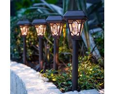Lights4fun Set di 4 luci da Giardino a lampione Vittoriano Liberty con LED Bianchi ad energia Solare