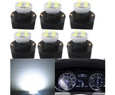 WLJH 6pcs Attacchi base Twist Lock Super Bright White T10 168 LED Quadro strumenti Cruscotto Lampadine Tachimetro Indicatore temperatura carburante Indicatori di illuminazione Lampada
