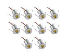 perhanup Faretti da Incasso a LED, Mini Faretti da soffitto Spotlight 1W LED per Cucina, Scale, Armadio, Corridoio, 10PCS, DC12V (Warm White)