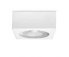 Moderno faretto LED da 10 W, Design sobrio, 800 Lumen, 3000 K, 12 x 12 cm, metallo/bianco, con copertura in vetro