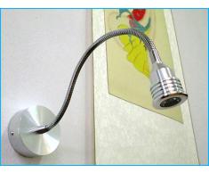 Applique Faretto Lampada Led Da Parete Muro Flessibile 1W 220V Bianco Caldo