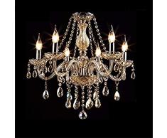 Cristallo Candela Lampadario Lussuoso K9 (In Tissuma Cristallo Goccia Di Pioggia Luce Appesa Apparecchio E14 Regolabile Altezza Illuminazione A Soffitto Per Corridoio Della Sala Da-Cognac 6 luci