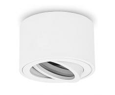 URing Faretto da soffitto Orientabili, Plafoniera a LED a plafone per Modulo LED, 230V Rotonda Faretti Lampada da soffitto Ø80x50mm, Apparecchio Downlight spot, lampadina non inclusa, Glassato Bianco
