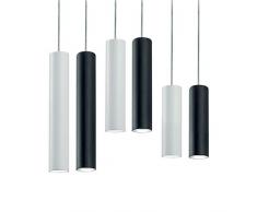 L+ Lampada a Sospensione, in metallo, forma cilindro, GU10, da Soffitto, H30cm, diametro 6cm, Verniciato Nero (Nero, H30 cm)