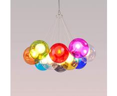 LED Sfera A Lampada A Sospensione, Luce A Sospensionea Sfera Con Bolle Di Vetro Colorato Creativo, Regolabile In Altezza, Adatto for Soggiorno, Sala Da Pranzo, Camera Da Letto Lampadario, Plafoniera