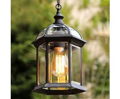 Mengjay Lampade a Sospensione IP23 Impermeabile da Interno/Esterno Vintage Lampadario Lampada Lanterna Illuminazione da Giardino Rurale Antico Europeo Gazebo Decor Lighting