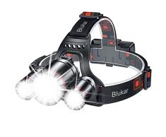 Blukar Lampada Frontale, 8000L Super Luminosa IPX6 Impermeabile Torcia Frontale LED Ricaricabile & Zoomable con 5 Modalità e Spie Rosse, Regolabile a 90° Lampade da Testa per Campeggio/Pesca/Jogging