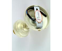 Applique in ottone bianco,appliques decapè,lampada parete stile liberty da interno an.Dimensioni:Lunghezza della base 11cm,diametro base 8cm,diametro coppetta 6,4cm.Portalampada attacco Edison E14 attacco piccolo.