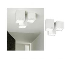 TOT ELECTRIC Plafoniera cubo 3 luci led attacco GU10 in gesso lampada da soffitto quadrata moderno bianco verniciabile