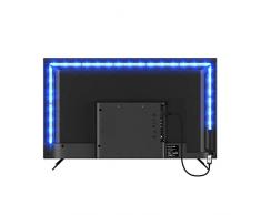 Striscia LED 2 Metri, PSTAR Retroilluminazione 2m TV, Strisce LED Bluetooth Smart RGB USB con App Control, Sincronizzazione Musicale, per HDTV da 40-60 Pollici, PC, festa e decorazione domestica