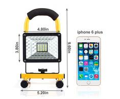Lampada Esterno 1600 LM, Luci di Pesca Lavoro Campeggio led Ricaricabile 24 LED , Manutenzione Lampade Portatili Emergenza led con due USB Porti,IP65, Appendere Mettere Portatile, 360 di Rotazione