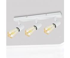 Dehobo Faretti da Parete Interno Orientabili, Bianco Lampadario Faretti Led Soffitto non Inclusa Lampadina E27, Luci da Soffitto e27 per Soggiorno, Corridoio, Entrata o Scale, Max Non più di 60W