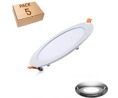 Plafoniera LED Ultra Pannello magro 12W Luci da Incasso Rotondo Bianco Freddo 6000K Equivalente a 70W 960LM 220V Cartongesso Luce Non-Dimmerabile Confezione da 5