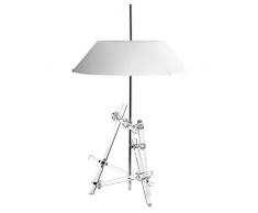 Fontana Arte ashang Hai lampada da tavolo, Vetro bianco satinato con struttura in vetro trasparente H: 77 cm ø47 cm