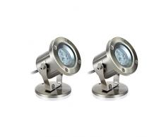 Faretto LED da Parlat (3 luci Power-LED tonalitá bianco caldo, acciaio inox, IP55, ruotabile e orientabile, per uso esterno, 230V, confezione da 2)