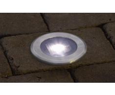 Konstsmide Solar 7626-000 - Spot LED da Pavimento, 11 x 11 x 4 cm, 2 batterie NiMH, IP44, Acciaio Inox, Vetro Trasparente
