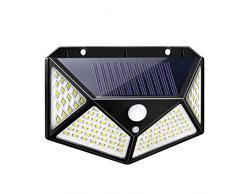 ANMECS Luce solare led esterno 100LED 270°Angolo Illuminazione 3 Modalità Faretti Solari a LED da Esterno con Sensore di Movimento IP65 Impermeabile (1 Pezzo)