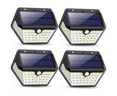 iPosible Luce Solare Led Esterno,【2019 Ultimi Modelli 60LED-800 lumen】 Lampada Solare Esterno con Sensore di Movimento 2000 mAh Luci Esterno Energia Solare Impermeabile per Giardino,Parete- 4 Pezzi